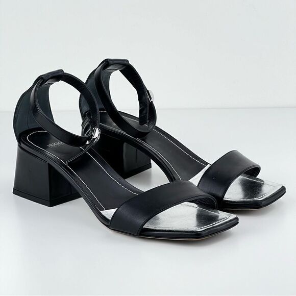 Hugo Boss black leather sandals EU 38.5 - Picture 1 of 11